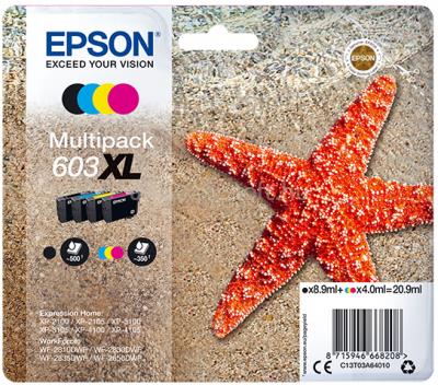 EPSON 603 Eredeti fekete/cián/bíbor/sárga Tengeri csillag multipakk tintapatronok (1x 8,9 ml/ 3x 4 ml)