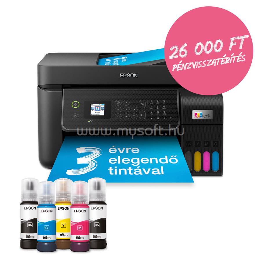 EPSON EcoTank L5310 színes multifunkciós tintasugaras tintatartályos nyomtató (8100/6500 oldalra elegendő tintával)