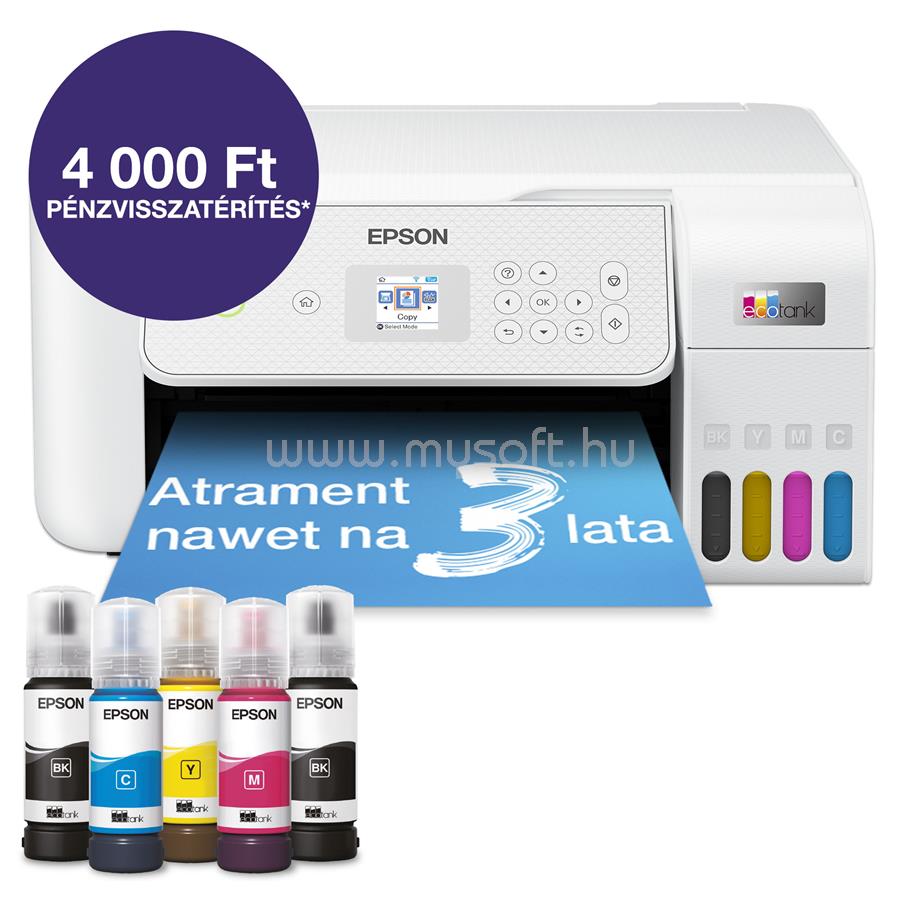 EPSON EcoTank L3286 színes multifunkciós tintasugaras tintatartályos nyomtató (8100/6500 oldalra elegendő tintával)