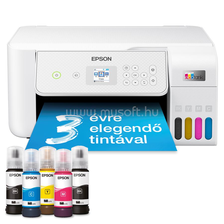 EPSON EcoTank L3286 színes multifunkciós tintasugaras tintatartályos nyomtató (8100/6500 oldalra elegendő tintával)
