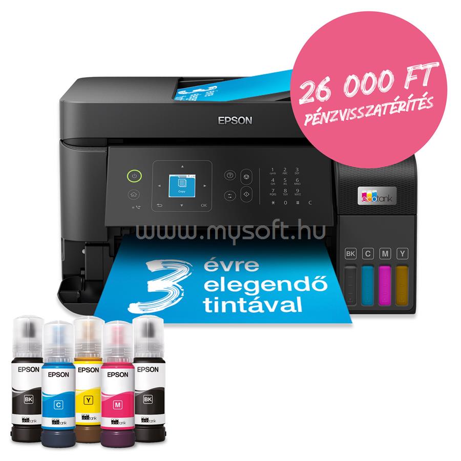EPSON EcoTank L5590 színes multifunkciós tintasugaras tintatartályos nyomtató (6600/5900 oldalra elegendő tintával)