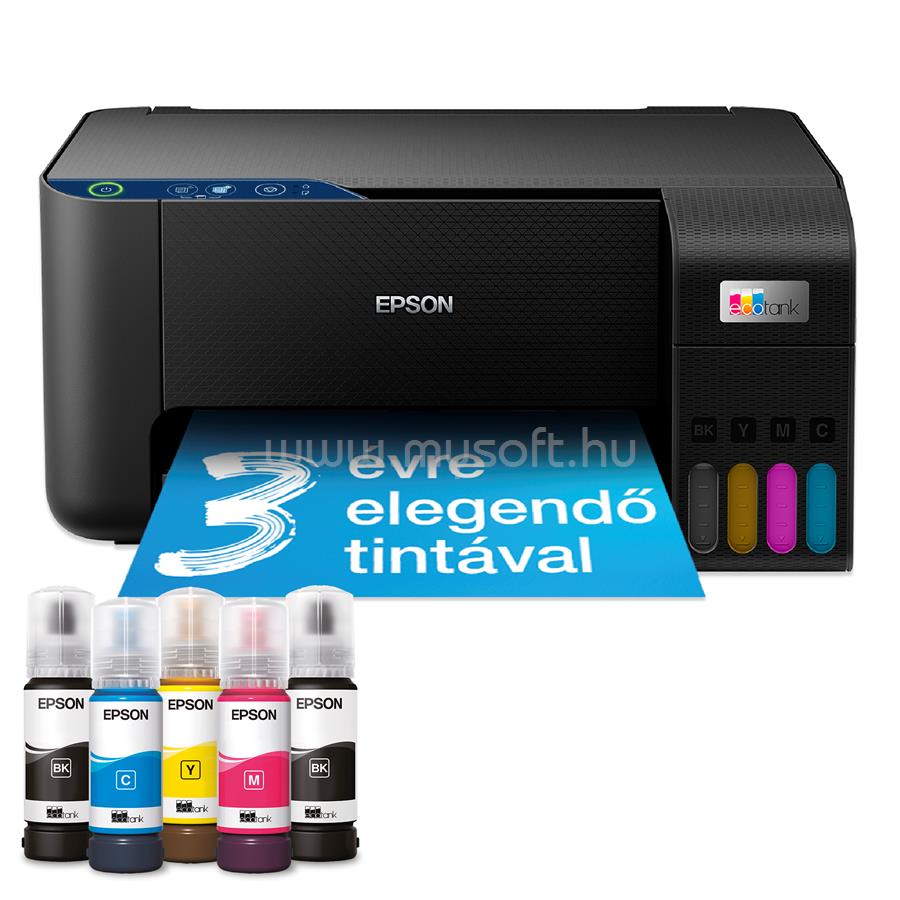 EPSON EcoTank L3231 színes multifunkciós tintasugaras tintatartályos nyomtató (8100/6500 oldalra elegendő tintával)