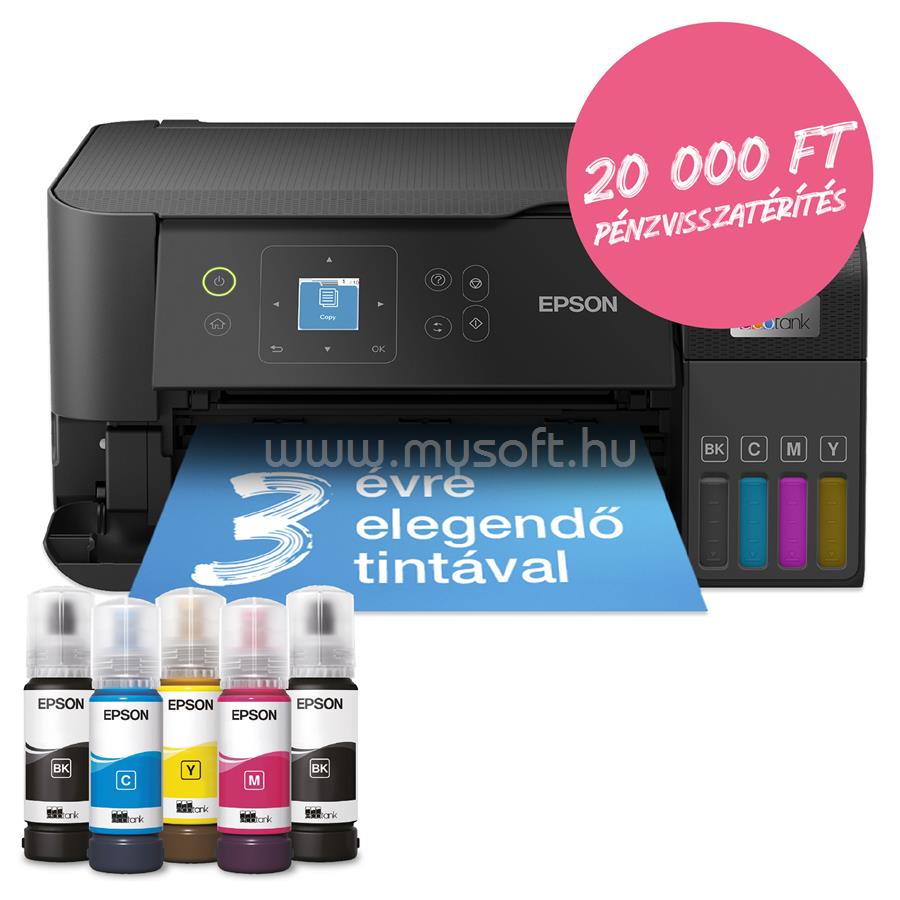 EPSON EcoTank L3560 színes multifunkciós tintasugaras tintatartályos nyomtató (6600/5900 oldalra elegendő tintával)