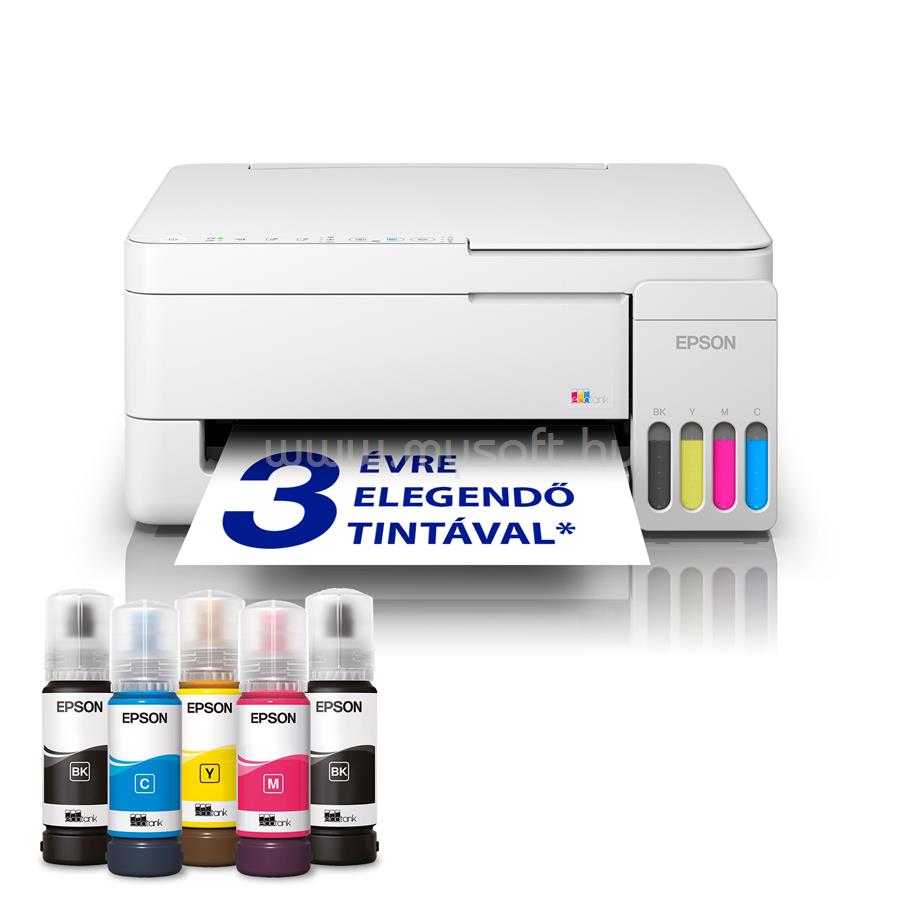 EPSON EcoTank L3356 színes multifunkciós tintasugaras tintatartályos nyomtató (8300/6500 oldalra elegendő tintával)