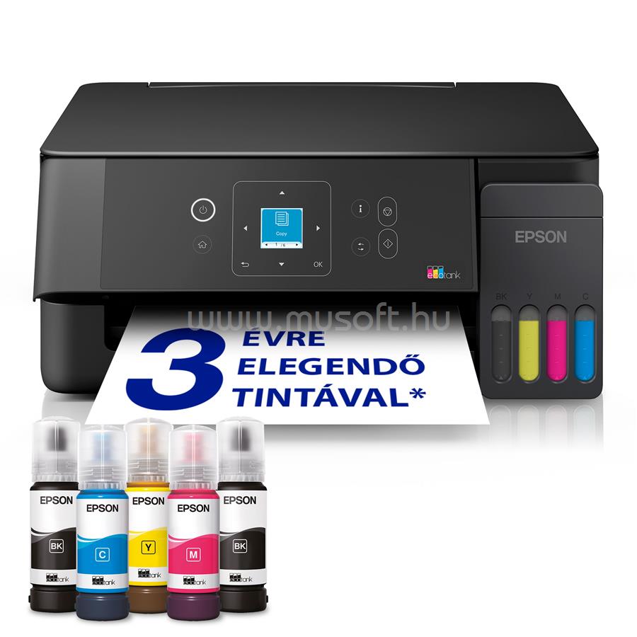 EPSON EcoTank L3360 színes multifunkciós tintasugaras tintatartályos nyomtató (8300/6500 oldalra elegendő tintával)