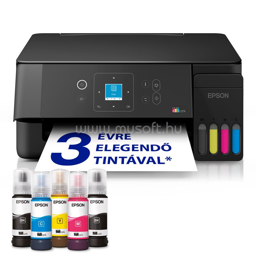 EPSON EcoTank L3362 színes multifunkciós tintasugaras tintatartályos nyomtató (8300/6500 oldalra elegendő tintával)