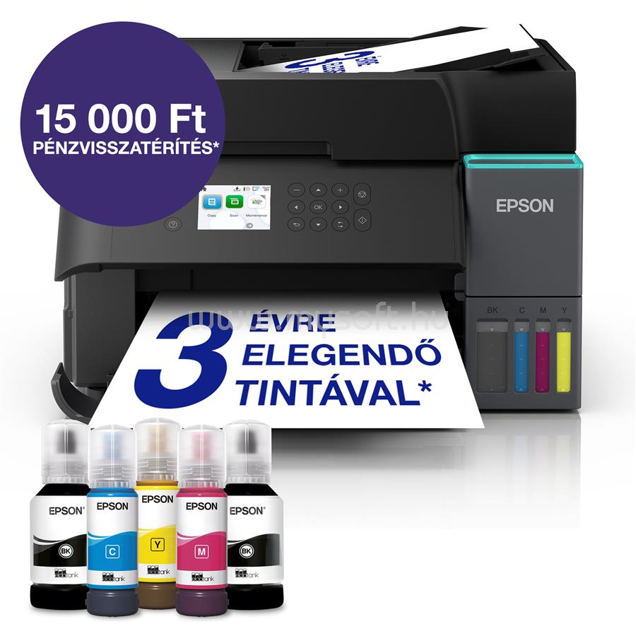 EPSON EcoTank L6370 színes multifunkciós tintasugaras tintatartályos nyomtató (15100/5500 oldalra elegendő tintával)