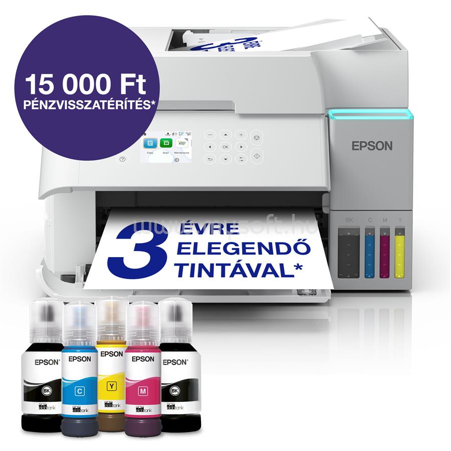 EPSON EcoTank L6376 színes multifunkciós tintasugaras tintatartályos nyomtató (15100/5500 oldalra elegendő tintával)