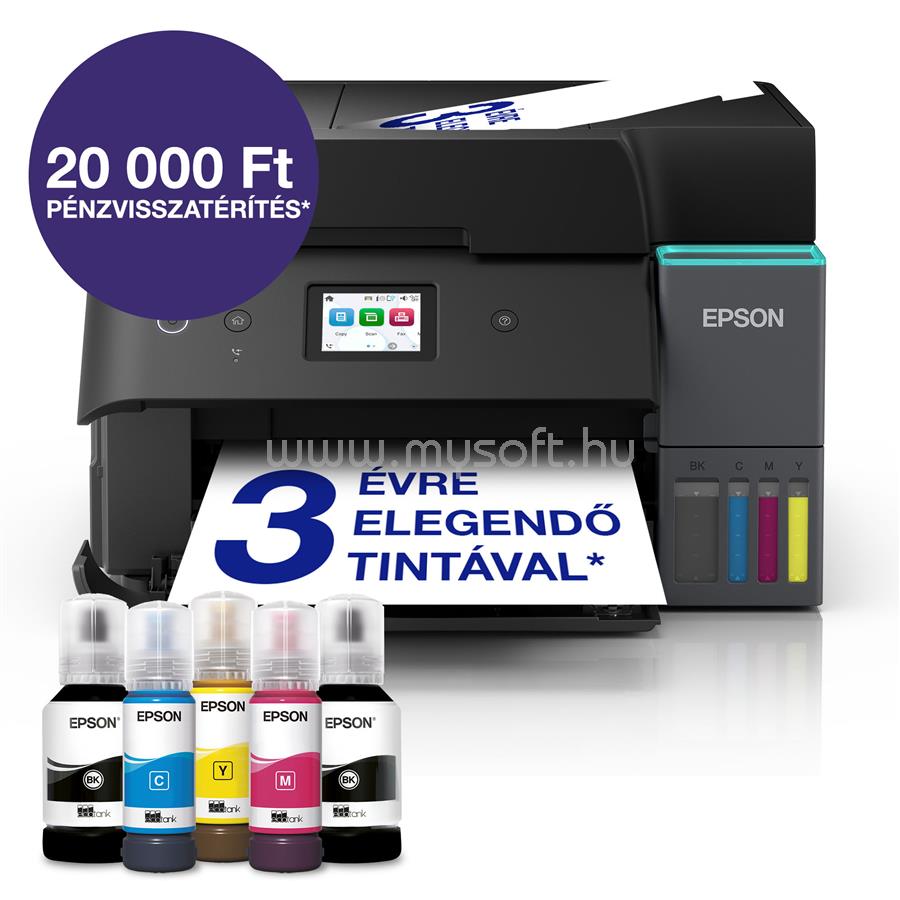 EPSON EcoTank L6390 színes multifunkciós tintasugaras tintatartályos nyomtató (15100/5500 oldalra elegendő tintával)