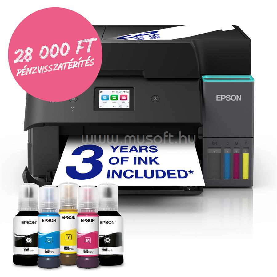 EPSON EcoTank L6390 színes multifunkciós tintasugaras tintatartályos nyomtató (15100/5500 oldalra elegendő tintával)