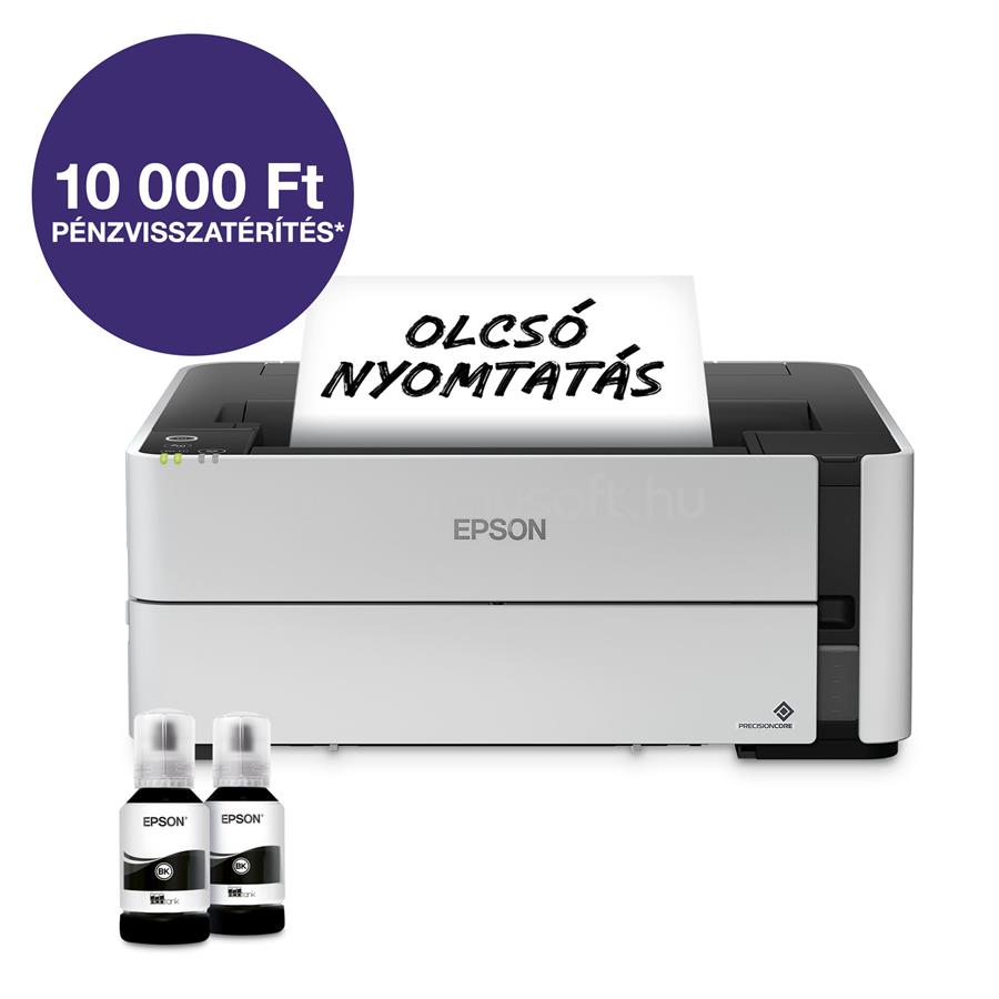 EPSON EcoTank M1180 mono tintasugaras tintatartályos nyomtató (11000 oldalra elegendő tintával)