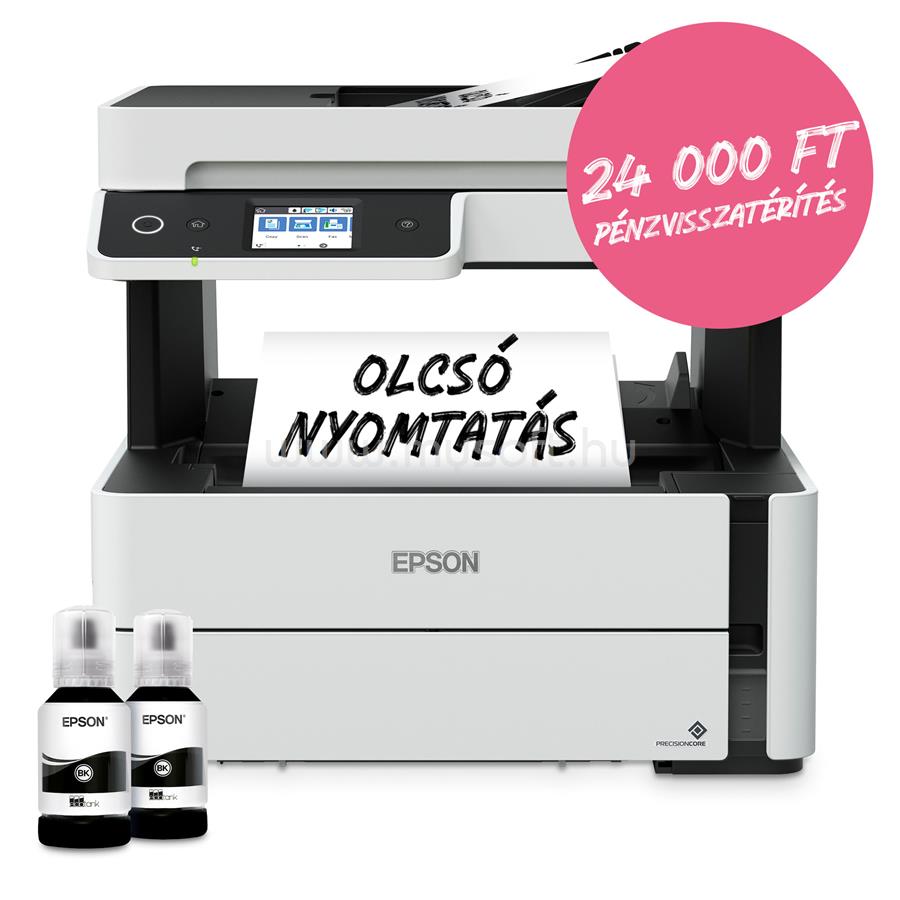 EPSON EcoTank M3180 mono multifunkciós tintasugaras tintatartályos nyomtató (11000 oldalra elegendő tintával)