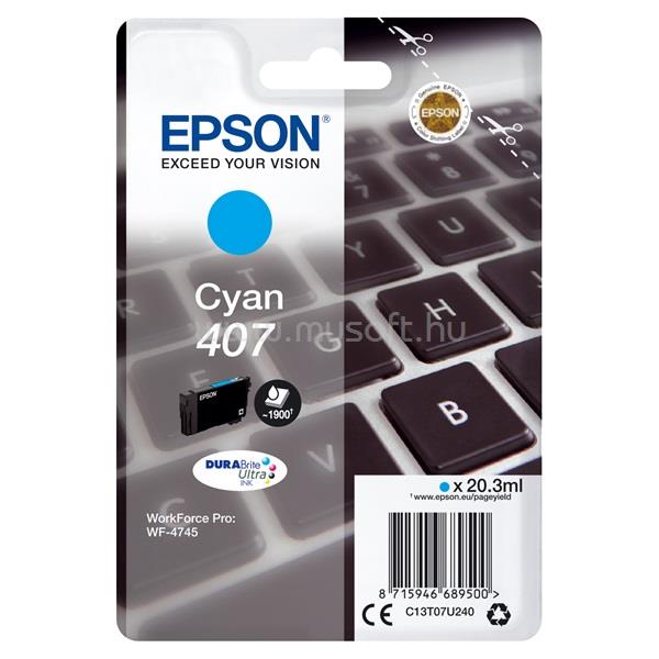 EPSON 407L Eredeti cián Billentyűzet DURABrite Ultra tintapatron (20,3 ml)
