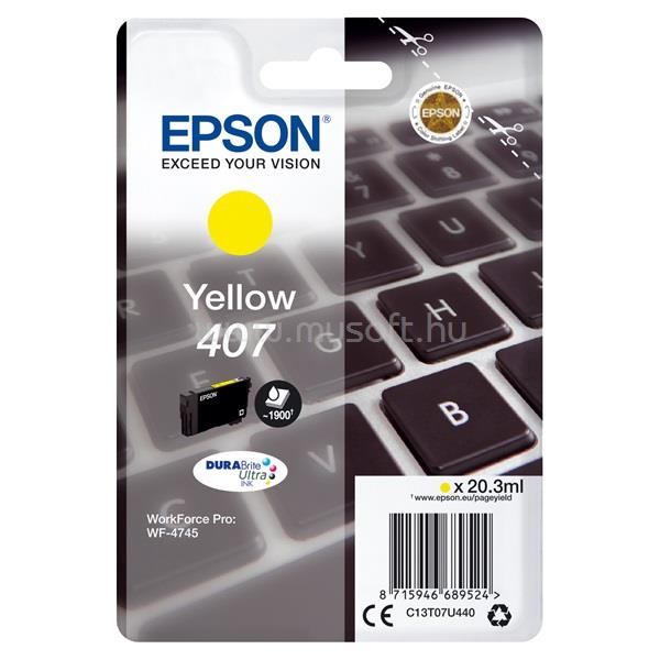 EPSON 407L Eredeti sárga Billentyűzet DURABrite Ultra tintapatron (20,3 ml)
