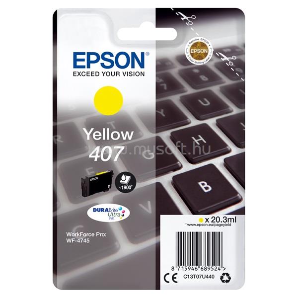EPSON 407L Eredeti sárga Billentyűzet DURABrite Ultra tintapatron (20,3 ml)