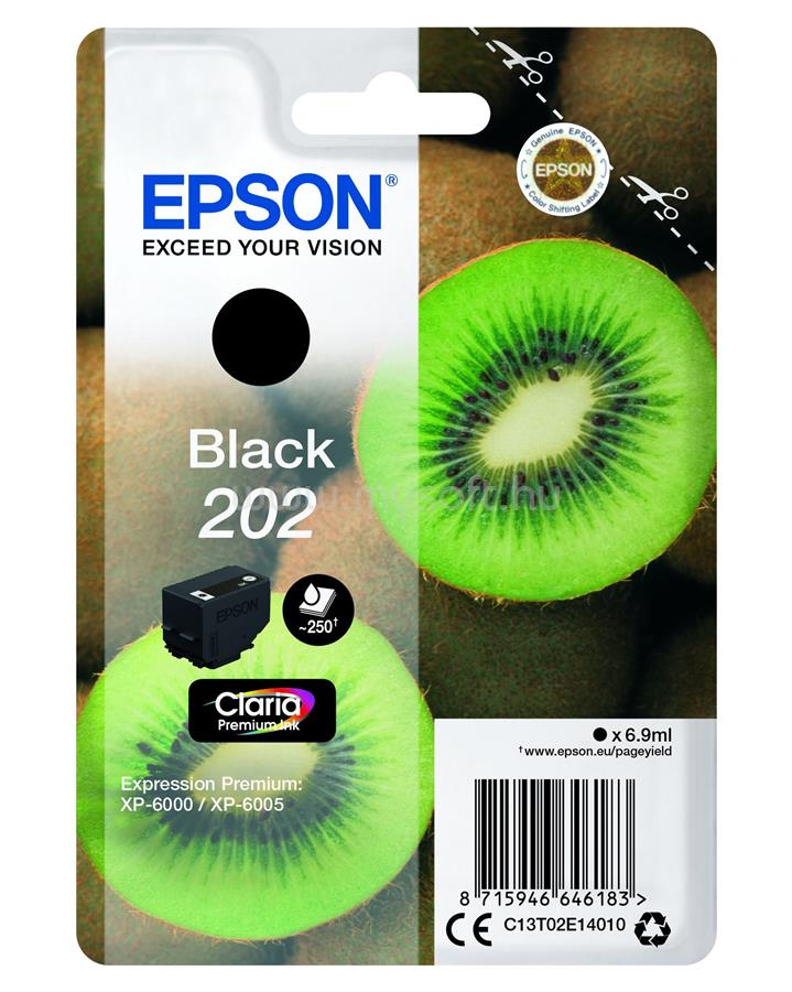 EPSON 202 Eredeti fekete Kiwi Claria Premium tintapatron (250 oldal)
