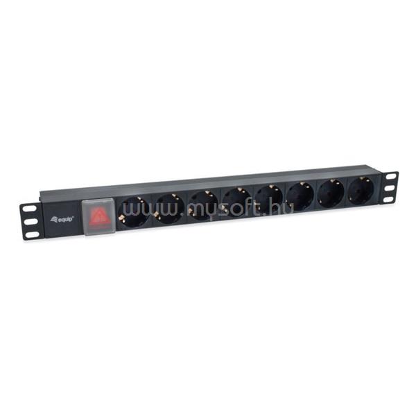 EQUIP 333286 hálózati elosztó (C14, 8 Schuko, Rack 1U, 1,8m kábel, fekete)