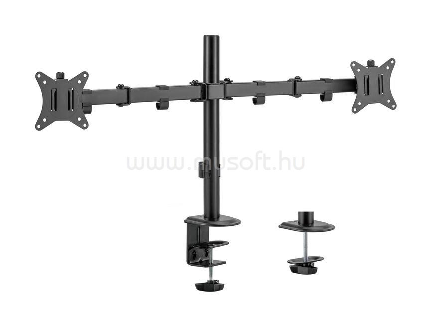 EQUIP 650157 monitor asztali konzol (17"-32", 2 monitor, dönthető, forgatható, állítható magasság, Max.:2x9kg, fekete)
