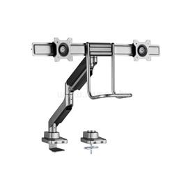 EQUIP 650161 asztali monitor konzol (17"-32", 2 monitor, dönthető, forgatható, Max.: 2x9kg, fekete/ezüst) EQUIP_650161 small