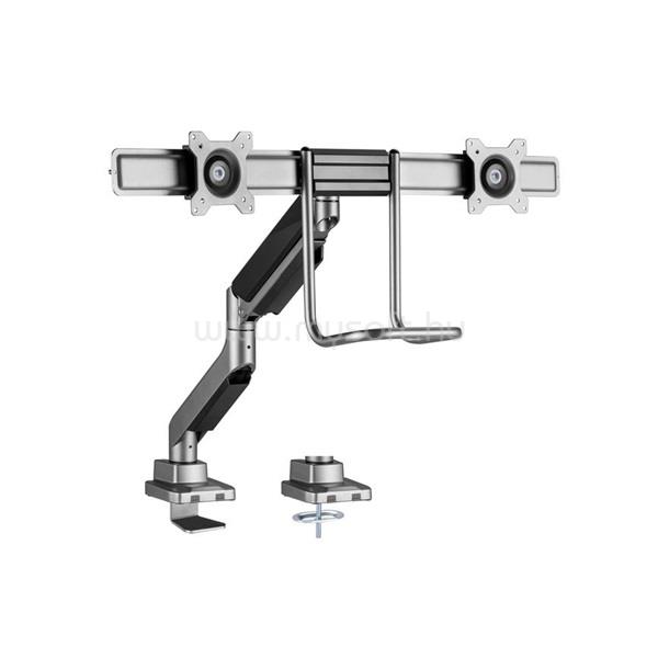 EQUIP 650161 asztali monitor konzol (17"-32", 2 monitor, dönthető, forgatható, Max.: 2x9kg, fekete/ezüst)