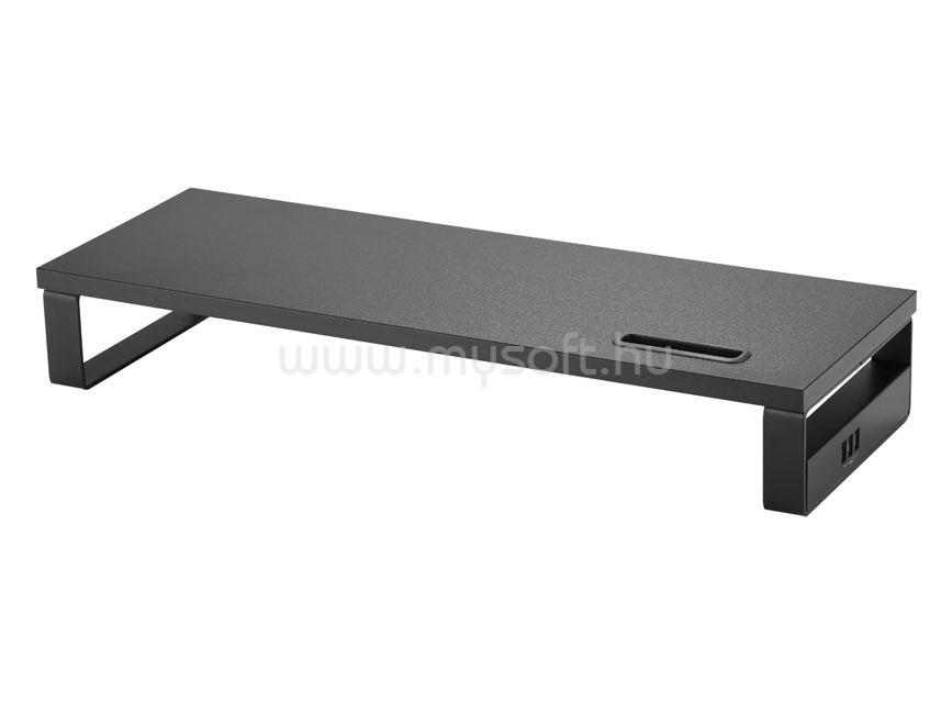 EQUIP 650881 monitor asztali állvány (3x USB2.0, csúszásmentes, telefontartó, Max.: 15kg, acél, fekete)