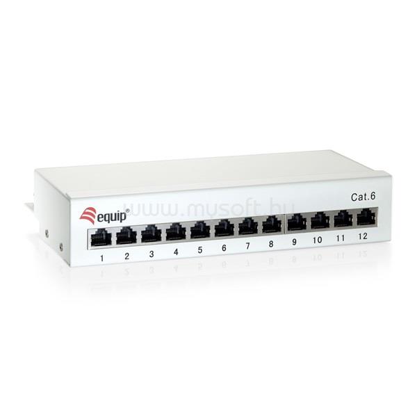 EQUIP Asztali patch panel - 227362 (12 port, Cat6, árnyékolt, szürke)