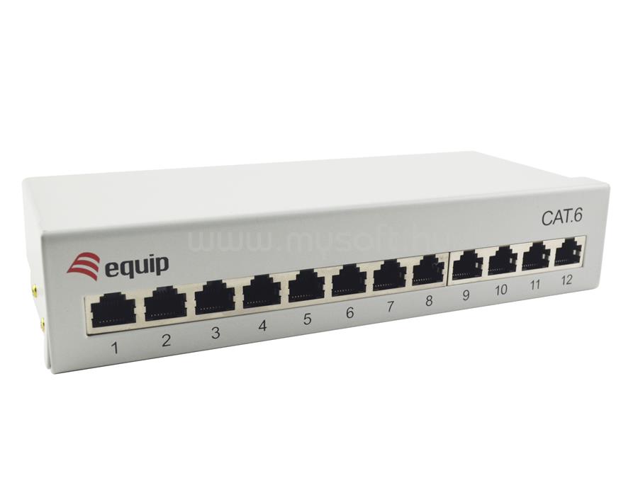 EQUIP Asztali patch panel - 227363 (12 port, Cat6, árnyékolt, szürke)