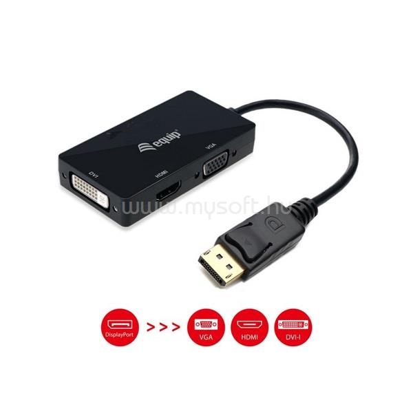 EQUIP Átalakító - 133441 (DisplayPort to VGA/HDMI/DVI, fekete)