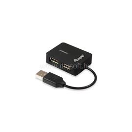 EQUIP USB Hub - 128952 (4 Port, USB2.0, USB tápellátás, kompakt dizájn, fekete) EQUIP_128952 small