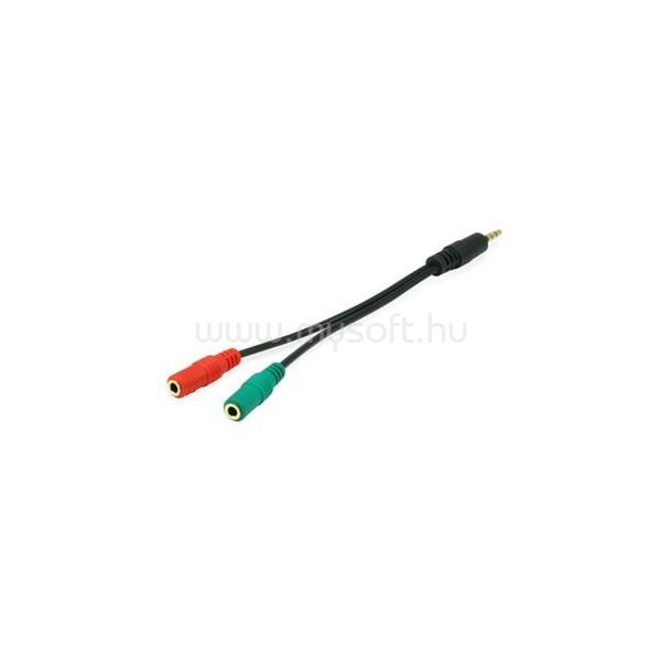 EQUIP kábel - 147943 (Audio elosztó, 3,5mm Jack, 2x anya/1x apa, fekete, 13cm)