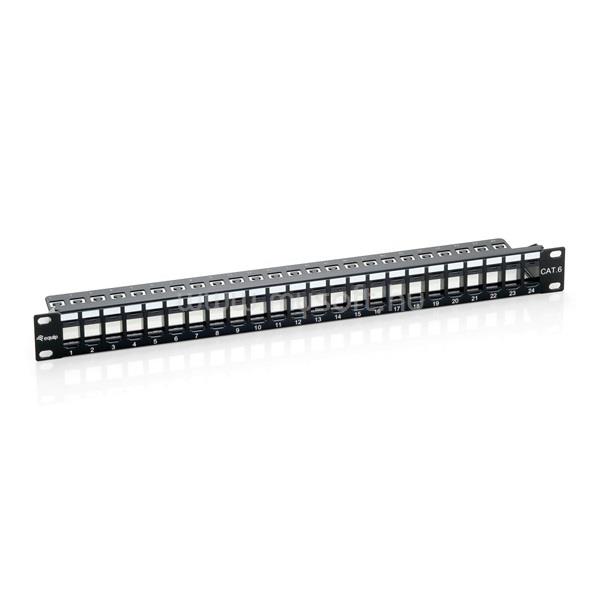 EQUIP Keystone Patch Panel - 769124 (24 port, Cat6, 1U, árnyékolatlan, fekete)