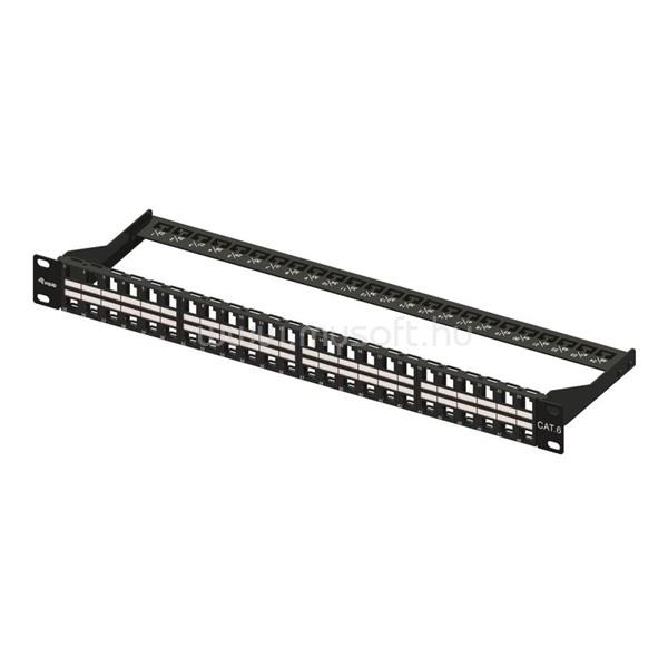 EQUIP Keystone Patch Panel - 769248 (24 Slim port, Cat6, 1U, árnyékolatlan, fekete)