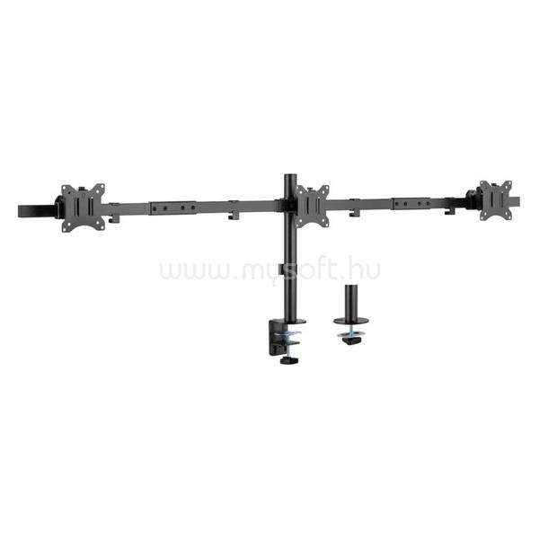 EQUIP 650158 asztali monitor konzol (13"-27", 3 monitor, dönthető, forgatható, állítható magasság Max.: 3x7kg, fekete)