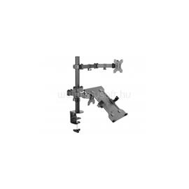EQUIP Monitor/Laptop konzol - 650119 (13"-32", 2 monitor, dönthető, forgatható, állítható magasság, Max.: 8kg, fekete) EQUIP_650119 small