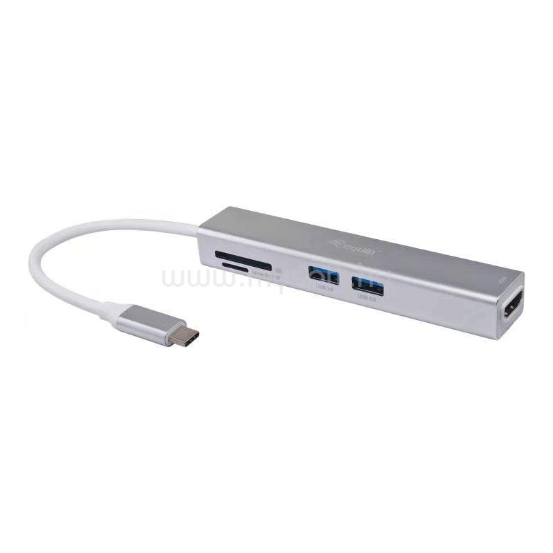 EQUIP Notebook dokkoló - 133480 (Bemenet: USB-C, Kimenet: HDMI/USB3.2 Gen1/TF/MicroSD)