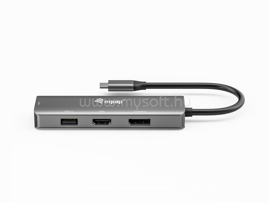 EQUIP Notebook dokkoló - 133485 (Bemenet: USB-C, Kimenet: HDMI/DisplayPort/VGA/USB2.0)
