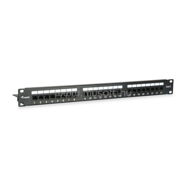 EQUIP Patch panel - 135425 (24 port, Cat6, árnyékolatlan, fekete)