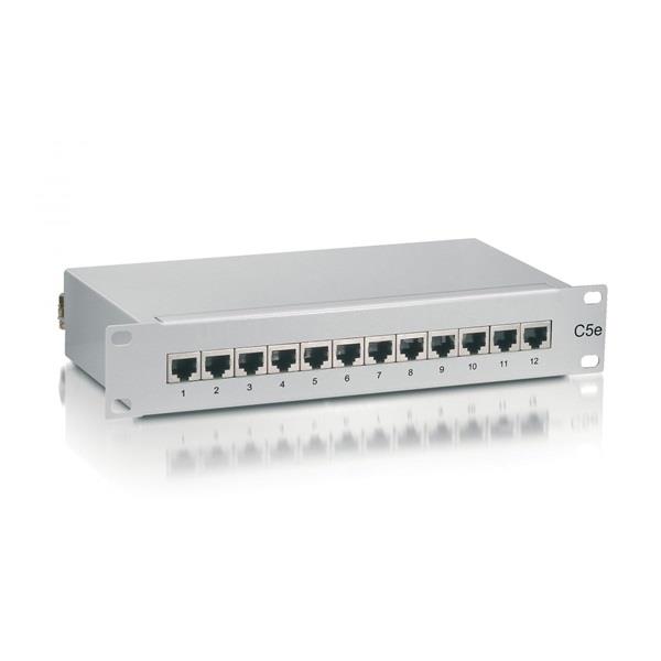 EQUIP Patch Panel - 208012 (10 port, Cat5e, 1U, árnyékolt, szürke)
