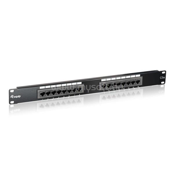 EQUIP Patch panel - 235316 (16 port, Cat5e, 1U, árnyékolatlan, fekete)
