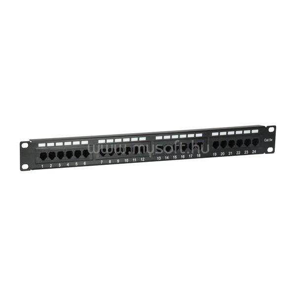 EQUIP Patch panel - 235325 (24 port, Cat5e, 1U, árnyékolatlan, fekete)