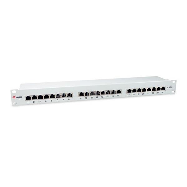 EQUIP Patch Panel - 326325 (24 port, Cat6, 1U, árnyékolt, szürke)