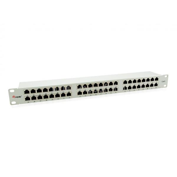 EQUIP Patch panel - 326349 (48 port, Cat6, 1U, árnyékolt, szürke)