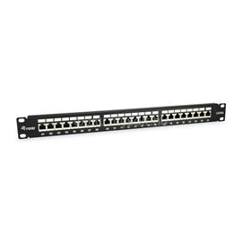 EQUIP Patch panel - 326625 (24 port, Cat6A, 1U, árnyékolt, fekete) EQUIP_326625 small