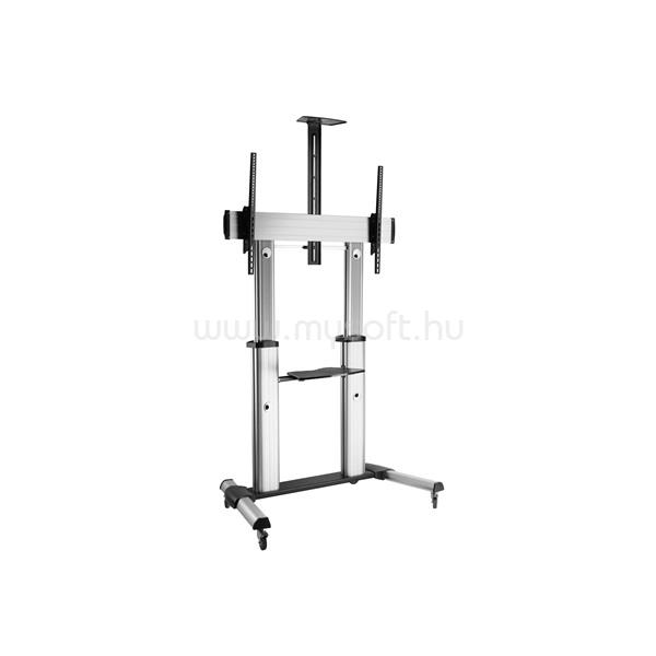 EQUIP TV/Monitor állvány - 650605 (60"-100" álló, dönthető, állítható magasság, gurulós, Max.:100kg, fekete/ezüst)