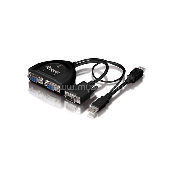 EQUIP VGA Video-Splitter - 332521 (2 port, VGA+USB Audio, 450Mhz, fekete)