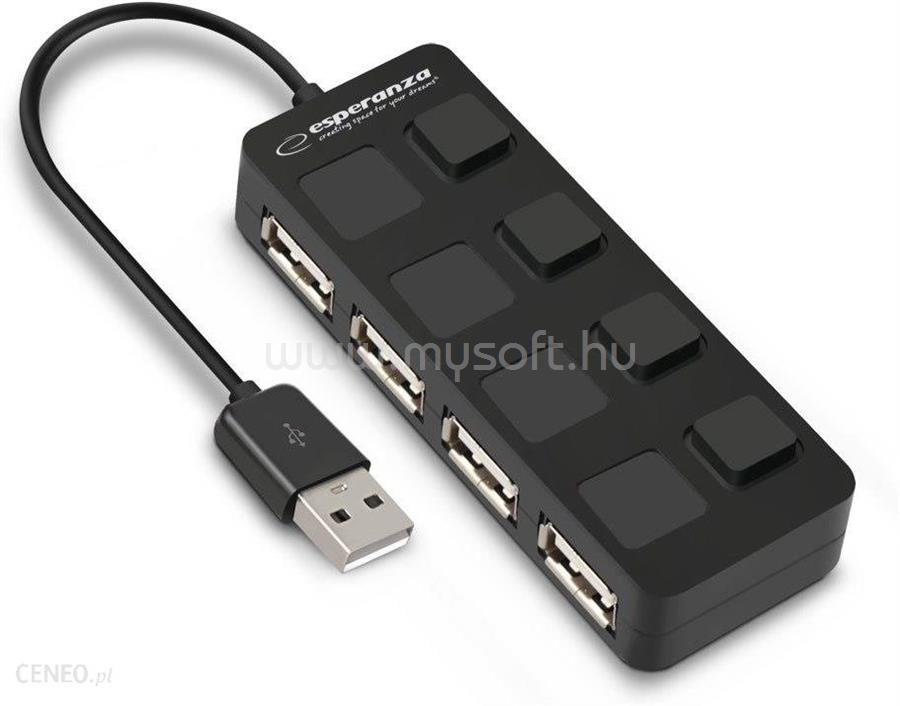 ESPERANZA 4-portos USB 2.0 HUB kapcsolóval