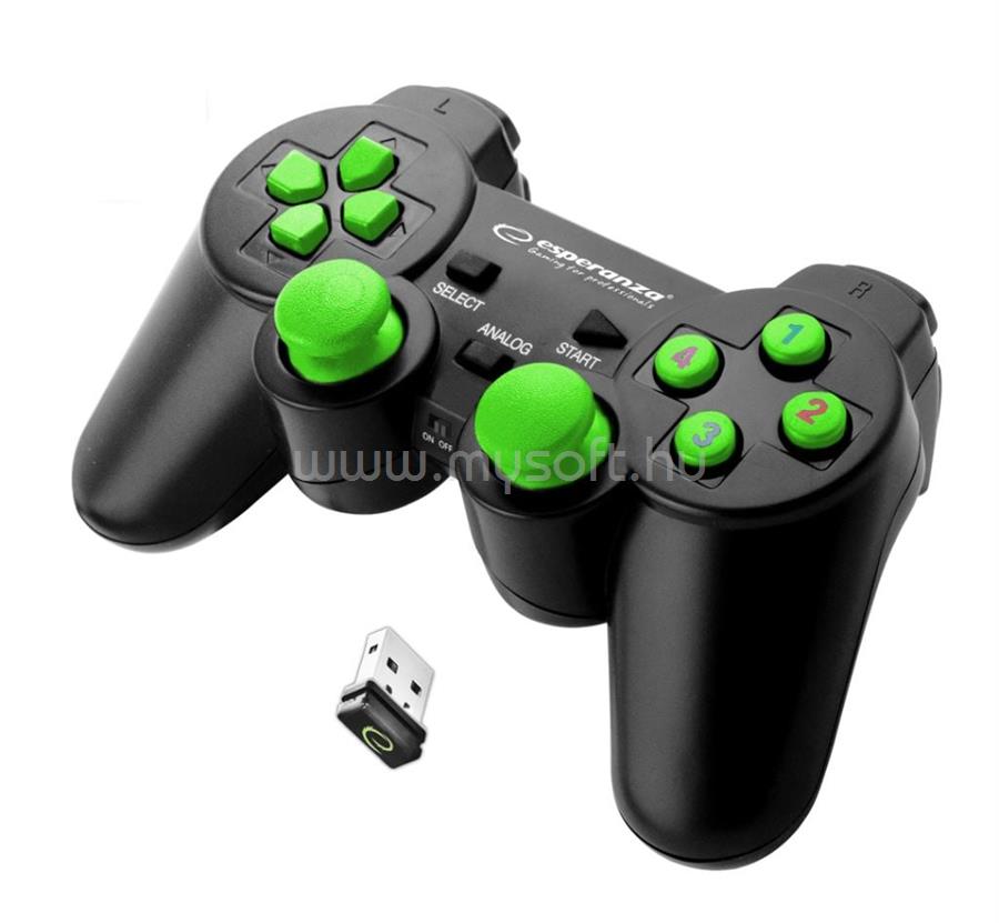 ESPERANZA EGG108G Gladiator vezeték nélküli gamepad (fekete-zöld)