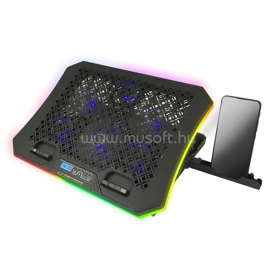 ESPERANZA Galerne RGB Gamer Notebook hűtőpad mobiltelefon tartóval