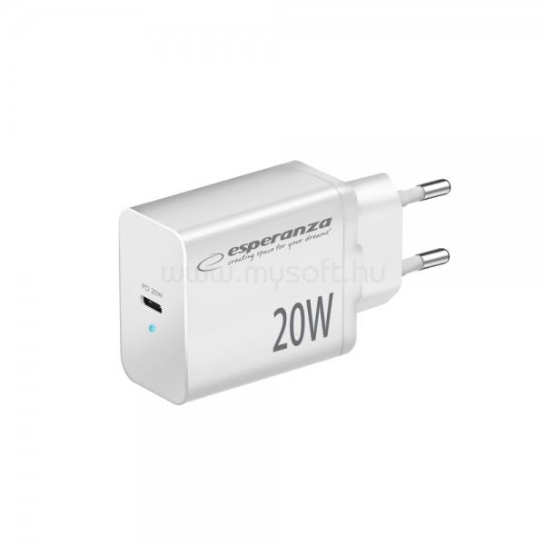 ESPERANZA gyorstöltő 20w usb-c pd (fehér)