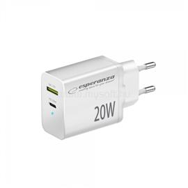 ESPERANZA gyorstöltő 20w usb-c pd 20w / usb-a qc 3.0 18w (fehér) ESPERANZA_EZC105W small